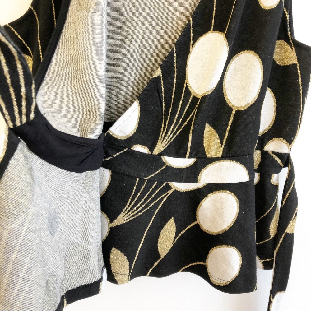 Anthropologie Black and Gold Wrap Top - Picture 13 of 17